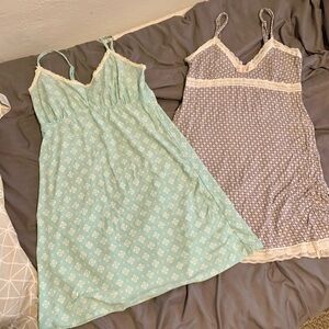 Rene Rofe Mint Floral & Taupe Floral Lace-Trim Chemises